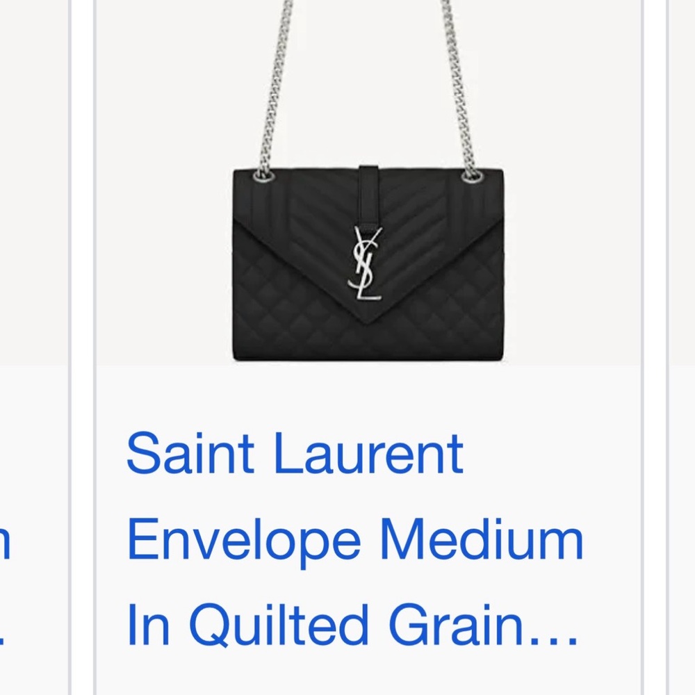 Saint Laurent Black Quilted Chevron Shoulder Bag with Silver YSL - Picture 4 of 7